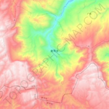 Topografische Karte 黄莺乡, Höhe, Relief