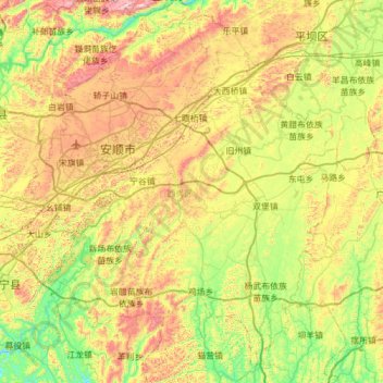 Topografische Karte 西秀区, Höhe, Relief