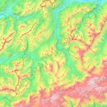 Topografische Karte Verwaltungskreis Obersimmental-Saanen, Höhe, Relief