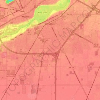 Topografische Karte Perrysburg, Höhe, Relief