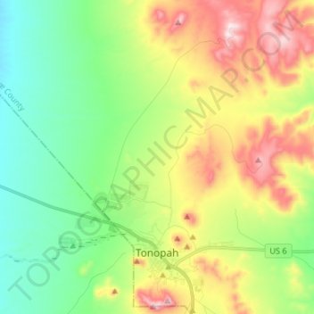 Topografische Karte Tonopah, Höhe, Relief