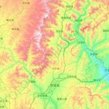 Topografische Karte 黎城县, Höhe, Relief