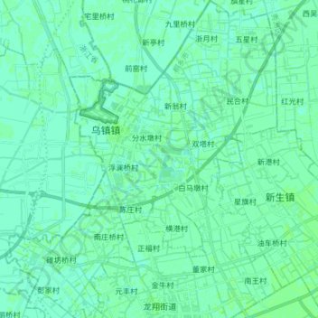 Topografische Karte 乌镇镇, Höhe, Relief