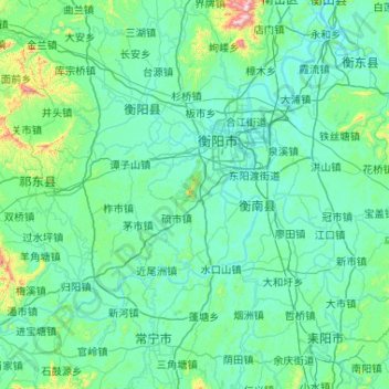 Topografische Karte 衡南县, Höhe, Relief