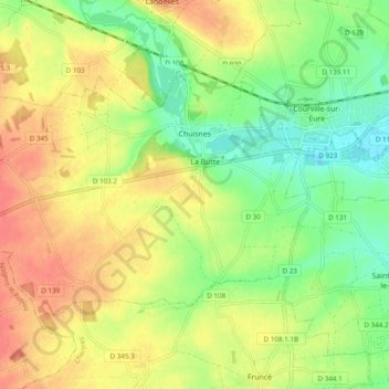 Topografische Karte Chuisnes, Höhe, Relief