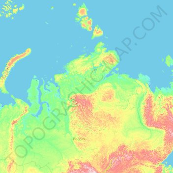 Topografische Karte Красноярский край, Höhe, Relief