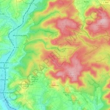 Topografische Karte Mellnau, Höhe, Relief