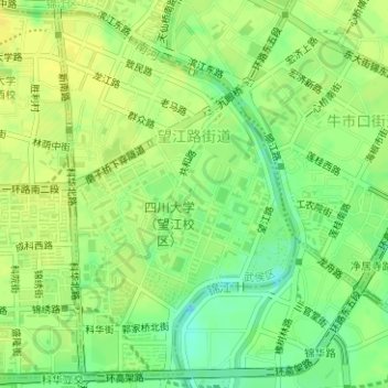 Topografische Karte 望江路街道, Höhe, Relief