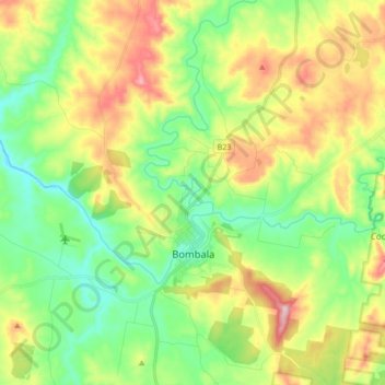 Topografische Karte Bombala, Höhe, Relief
