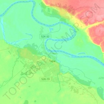 Topografische Karte Тара, Höhe, Relief