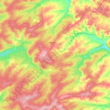 Topografische Karte Ибресинский муниципальный округ, Höhe, Relief