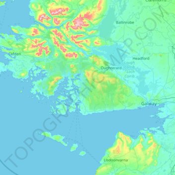 Topografische Karte Conamara Municipal District, Höhe, Relief
