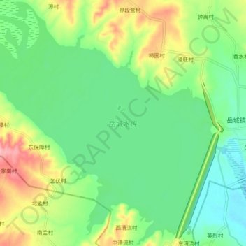 Topografische Karte 岳城水库, Höhe, Relief