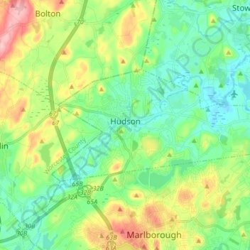 Topografische Karte Hudson, Höhe, Relief