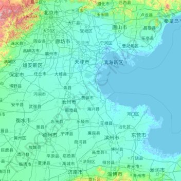 Topografische Karte 天津市, Höhe, Relief