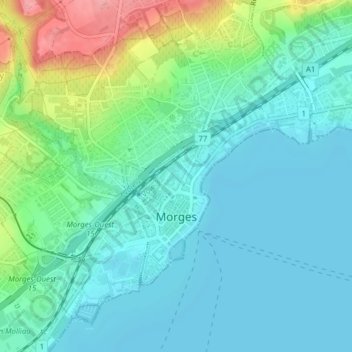 Topografische Karte Morges, Höhe, Relief