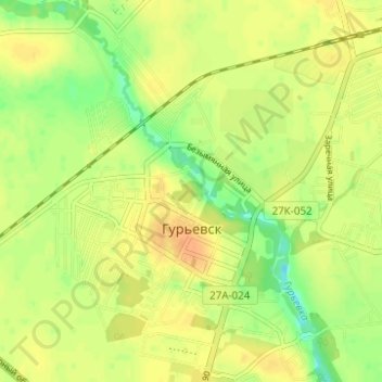 Topografische Karte Гурьевск, Höhe, Relief