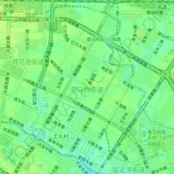 Topografische Karte 驷马桥街道, Höhe, Relief