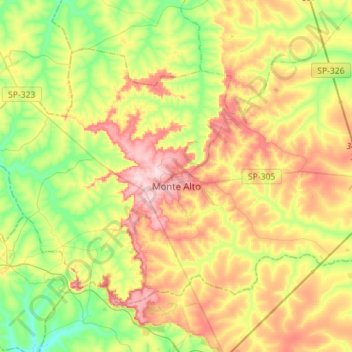 Topografische Karte Monte Alto, Höhe, Relief