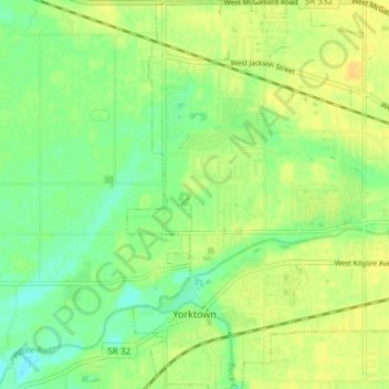 Topografische Karte Yorktown, Höhe, Relief