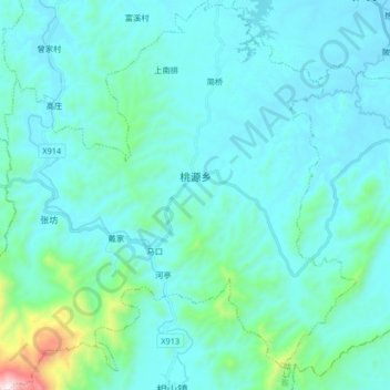 Topografische Karte 桃源乡, Höhe, Relief