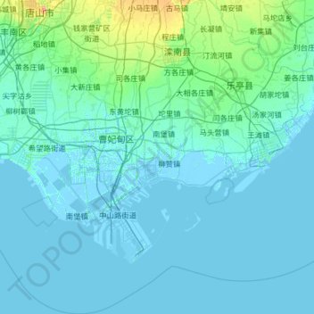 Topografische Karte 滦南县, Höhe, Relief