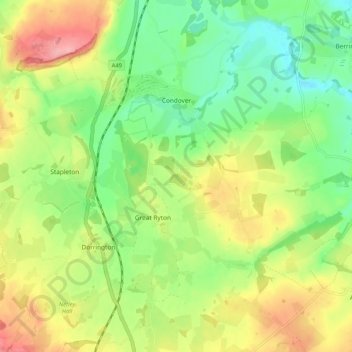 Topografische Karte Condover, Höhe, Relief