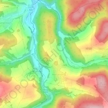 Topografische Karte Heinzenberg, Höhe, Relief