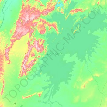 Topografische Karte Lake Argyle, Höhe, Relief