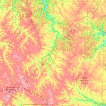 Topografische Karte Texas County, Höhe, Relief