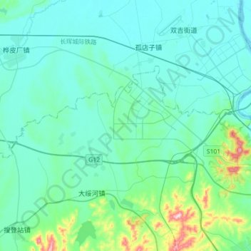 Topografische Karte 新北街道, Höhe, Relief