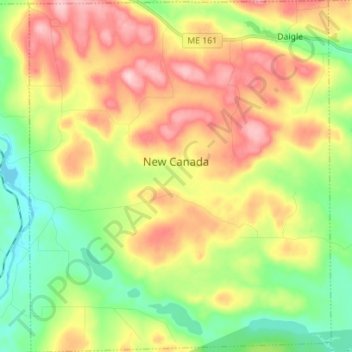 Topografische Karte New Canada, Höhe, Relief