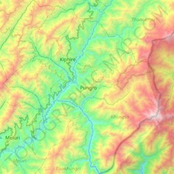 Topografische Karte Kiphire, Höhe, Relief