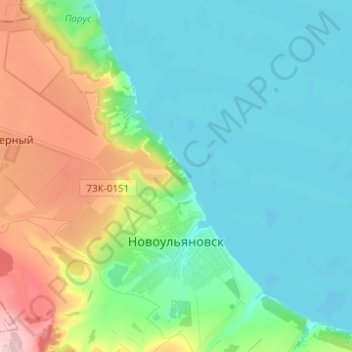Topografische Karte Новоульяновск, Höhe, Relief