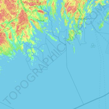 Topografische Karte Trosa kommun, Höhe, Relief