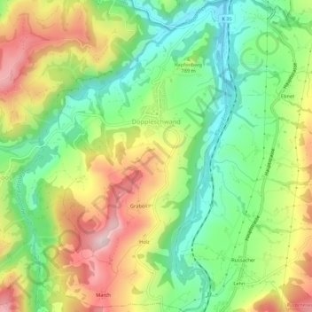 Topografische Karte Doppleschwand, Höhe, Relief