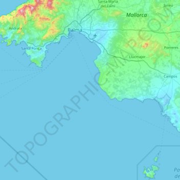 Topografische Karte Palma, Höhe, Relief