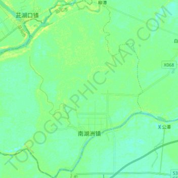 Topografische Karte 南湖州镇, Höhe, Relief