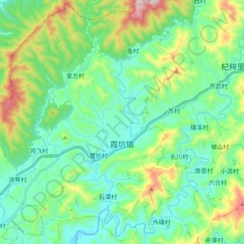 Topografische Karte 霞坑镇, Höhe, Relief