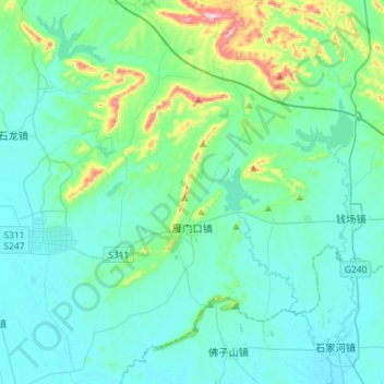 Topografische Karte 雁门口, Höhe, Relief
