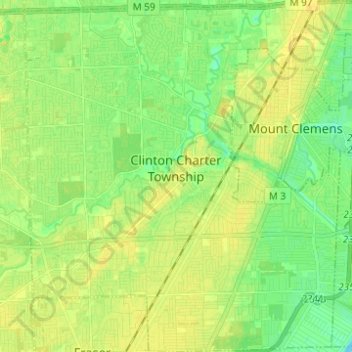Topografische Karte Clinton Township, Höhe, Relief