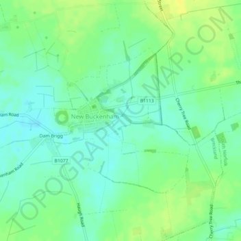 Topografische Karte New Buckenham, Höhe, Relief