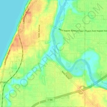 Topografische Karte Saint Joseph Charter Township, Höhe, Relief