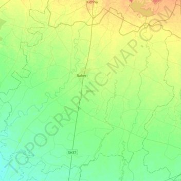 Topografische Karte Baheri, Höhe, Relief