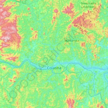Topografische Karte Colatina, Höhe, Relief