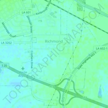 Topografische Karte Richmond, Höhe, Relief