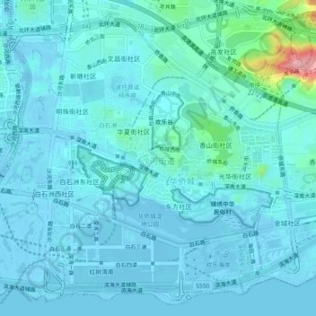 Topografische Karte 沙河街道, Höhe, Relief