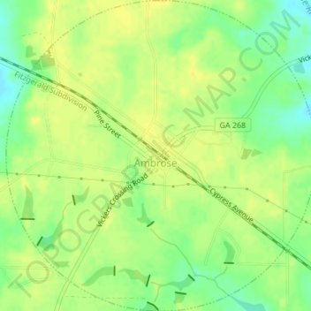 Topografische Karte Ambrose, Höhe, Relief