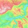 Topografische Karte Bezirk Aussig, Höhe, Relief