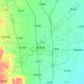 Topografische Karte 高邑县, Höhe, Relief